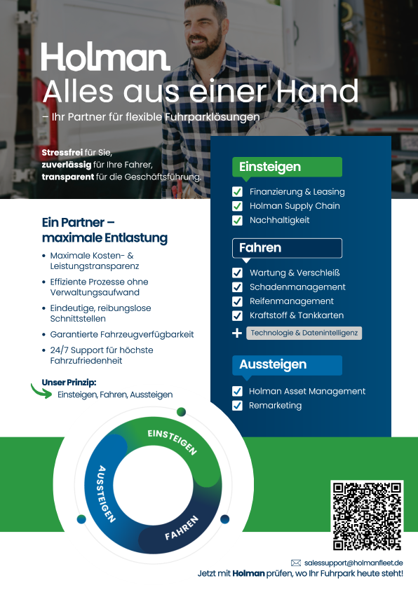 Holman Fuhrparkmanagement: Full-Service-Flottenmanagement mit Leasing, Wartung, Schadenmanagement und transparenten Kosten für Unternehmen