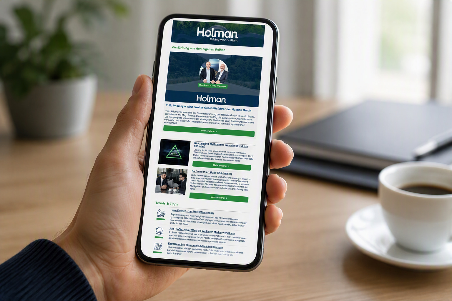 Holman Newsletter mit Informationen zu Fuhrparkmanagement, Flottenleasing und Fahrzeugvermarktung.