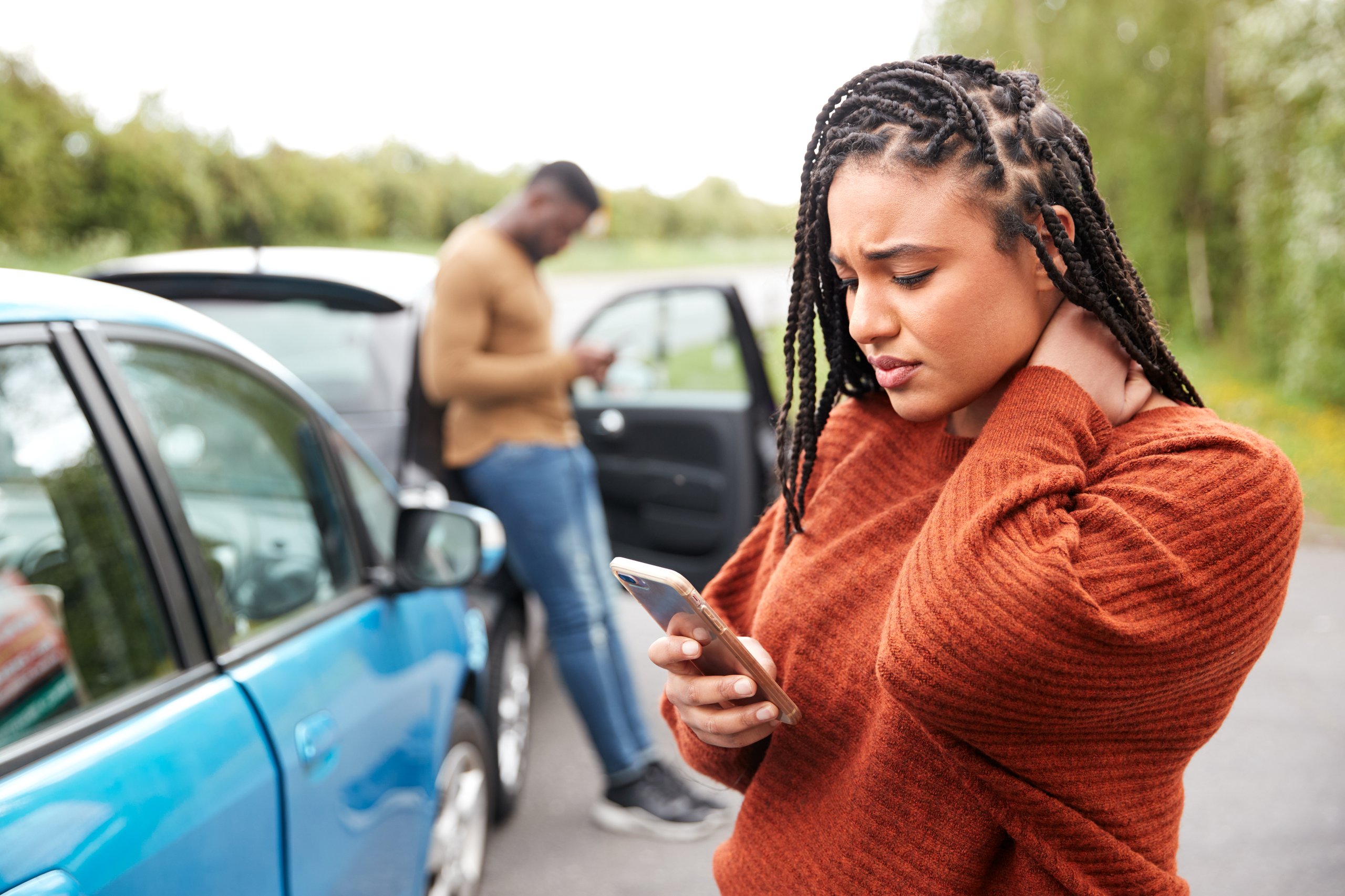 a woman looking at her phone