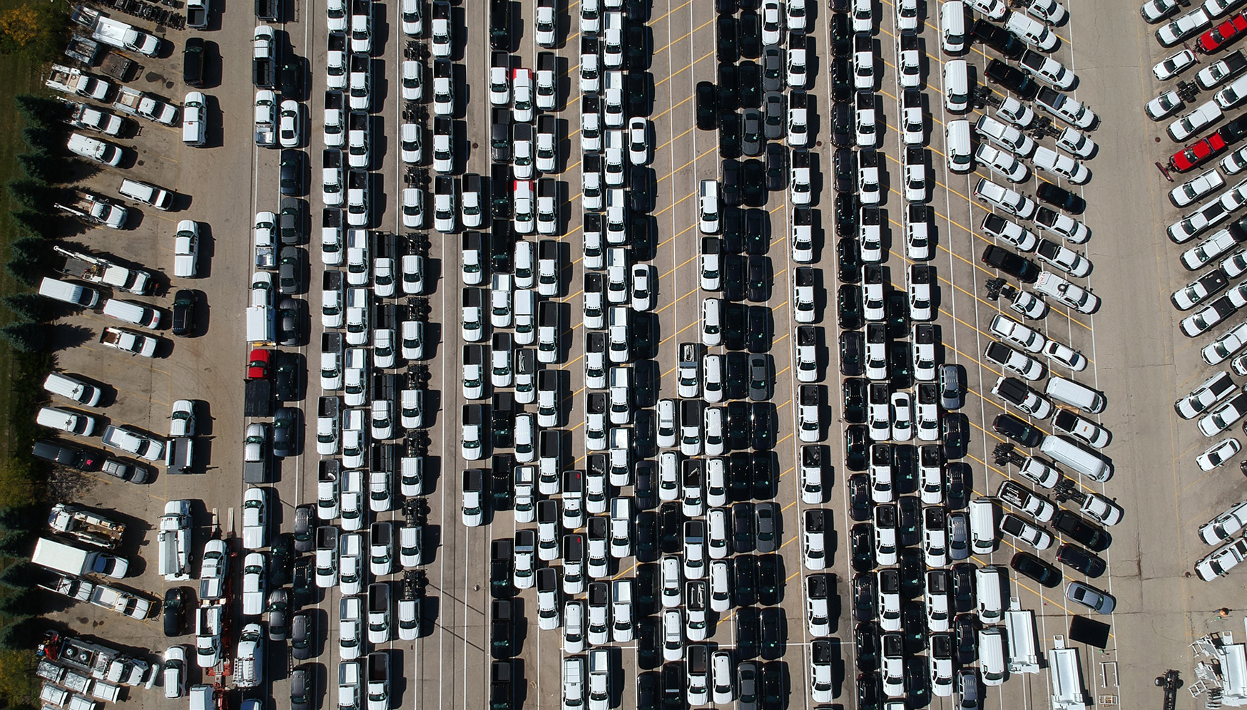 a large parking lot filled with cars