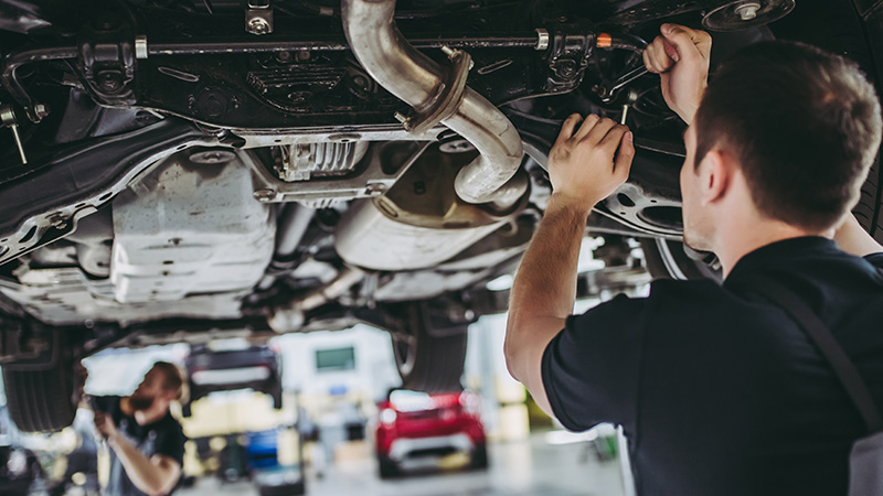 a man working under a car