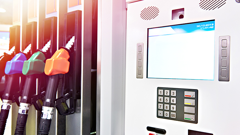 a close-up of a gas pump