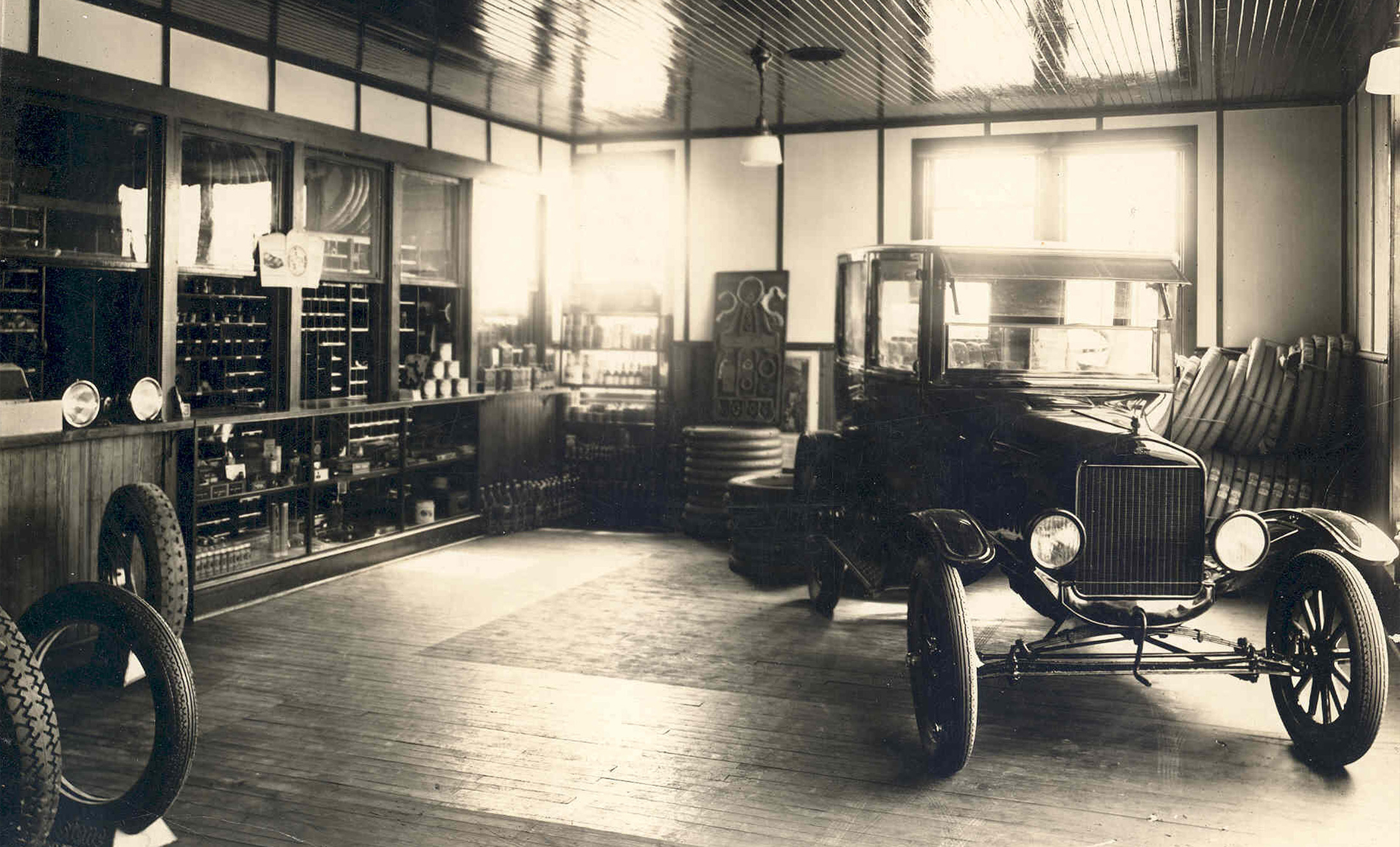 an old car in a room
