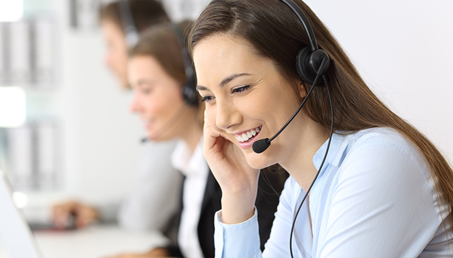 a woman wearing a headset