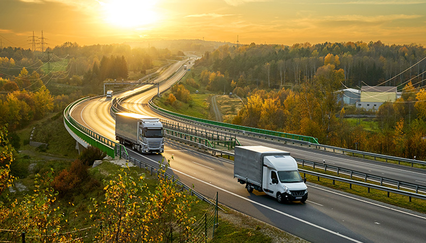 two trucks on a highway