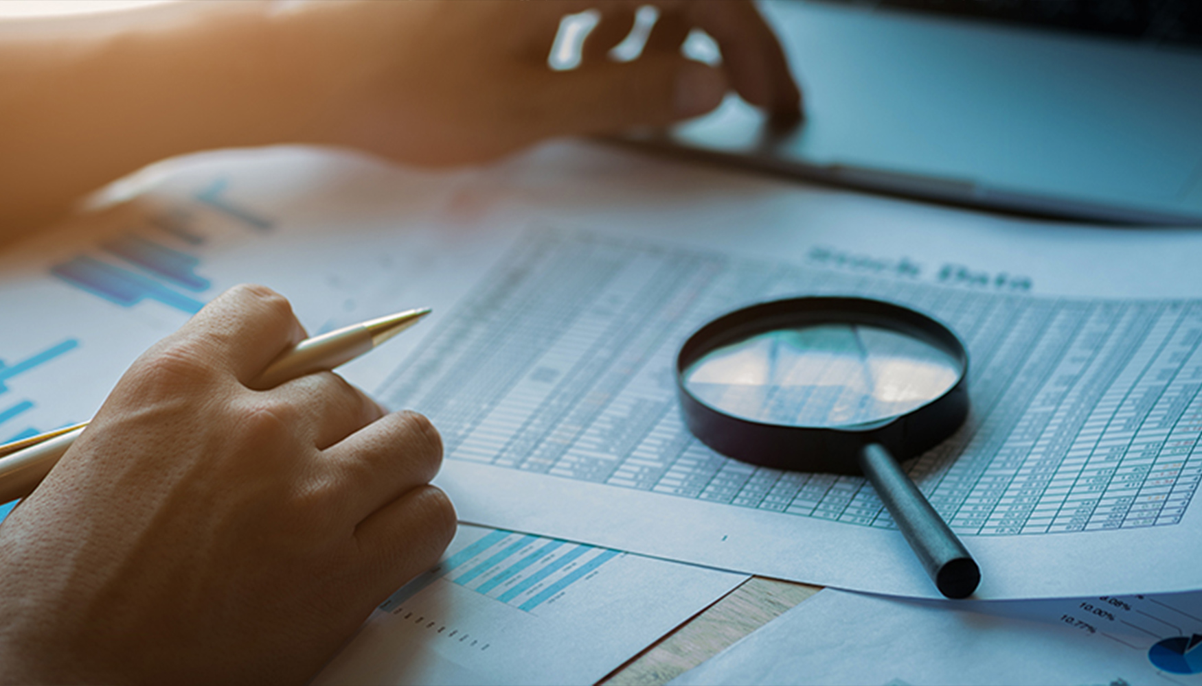 a person looking at a magnifying glass