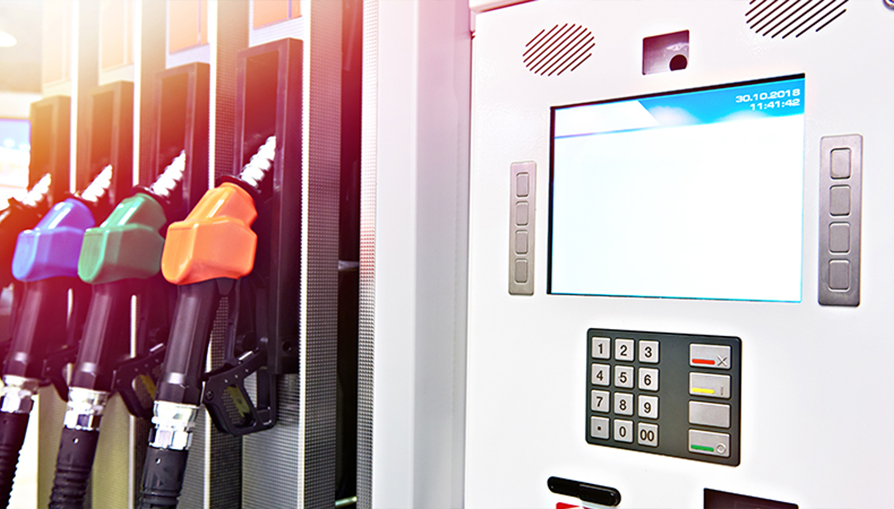 a close-up of a gas pump