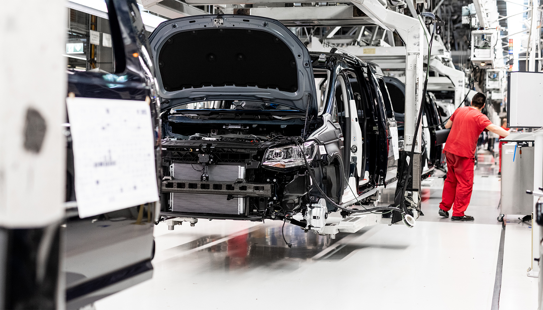 a car on a factory floor