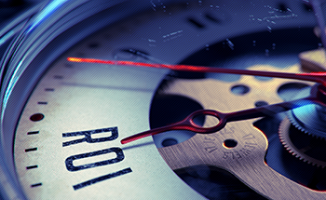 A dial pointing to ROI