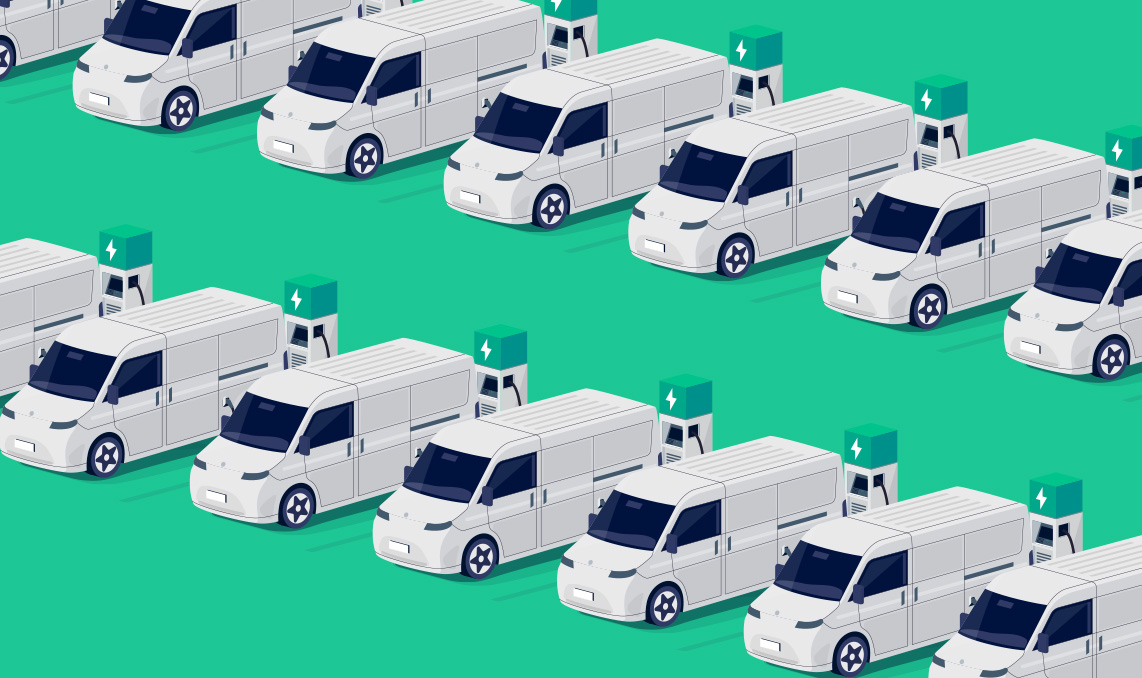 a group of white vans