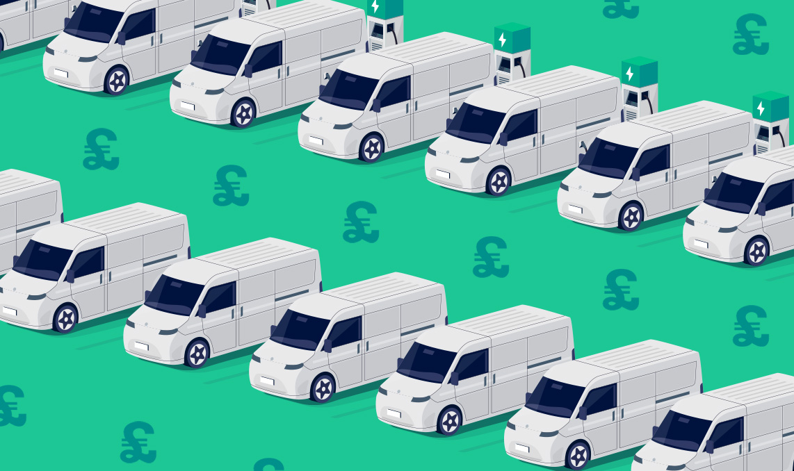 a group of white vans