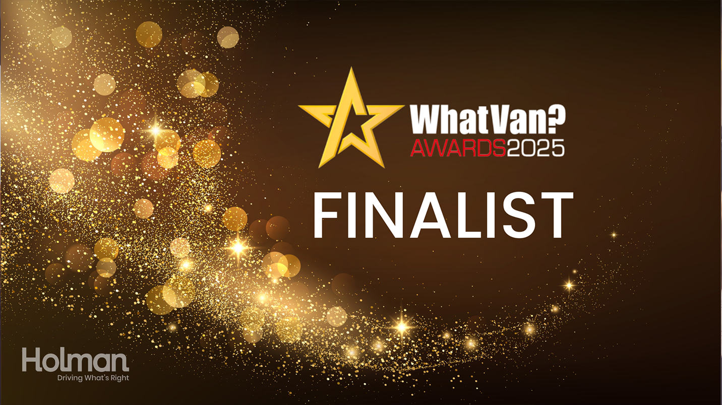 WhatVan? Finalist text and background of gold glittery swirls.