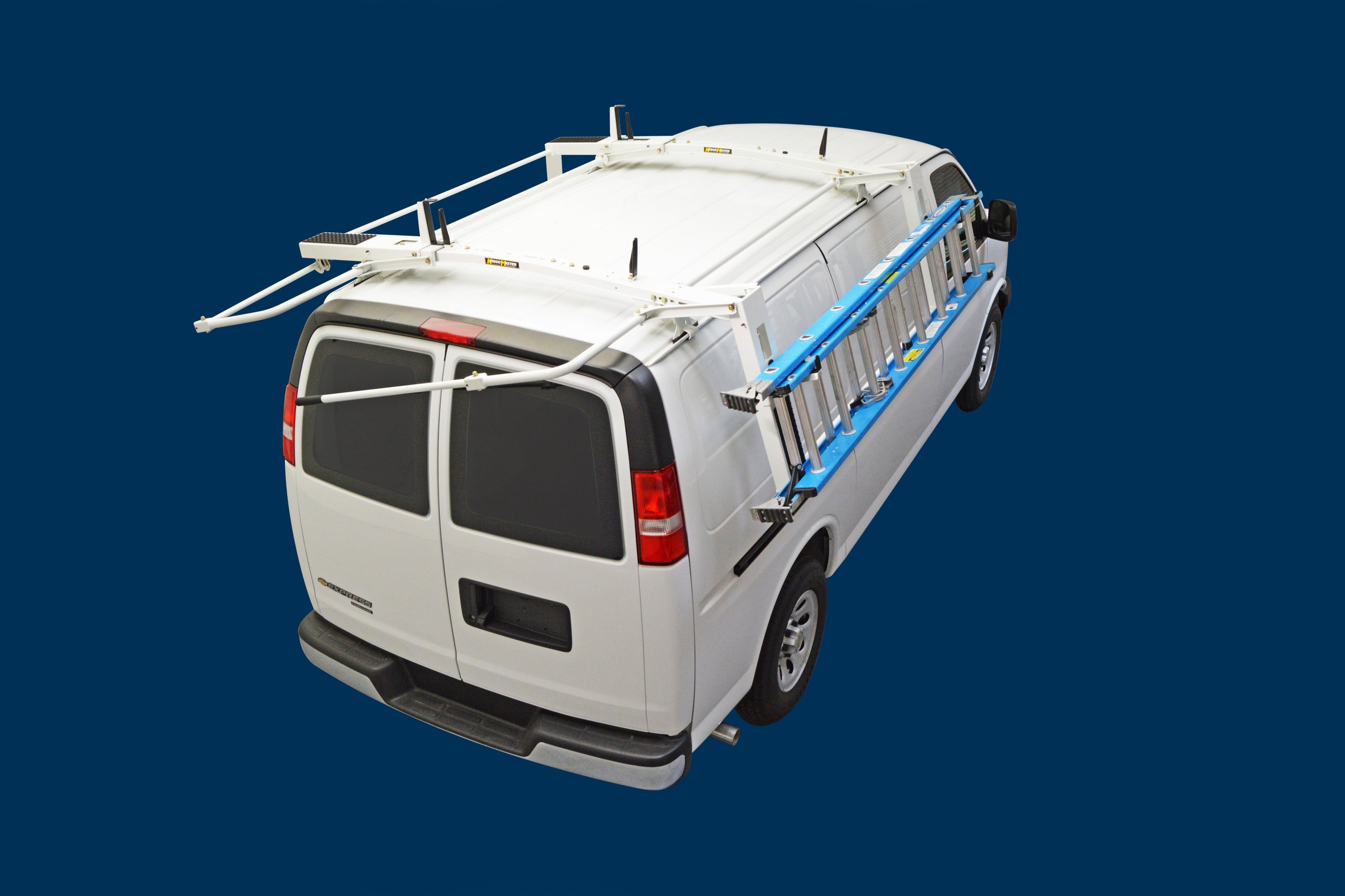 Van on a blue background