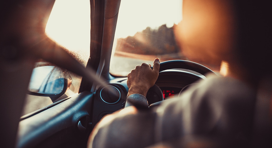 a person driving a car