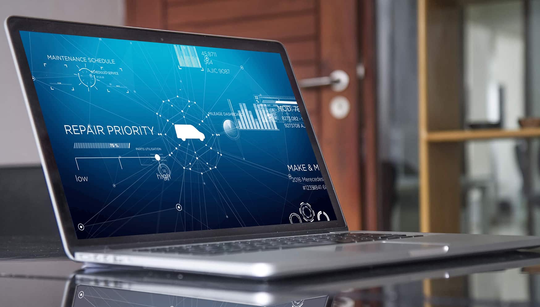 a laptop with a blue screen