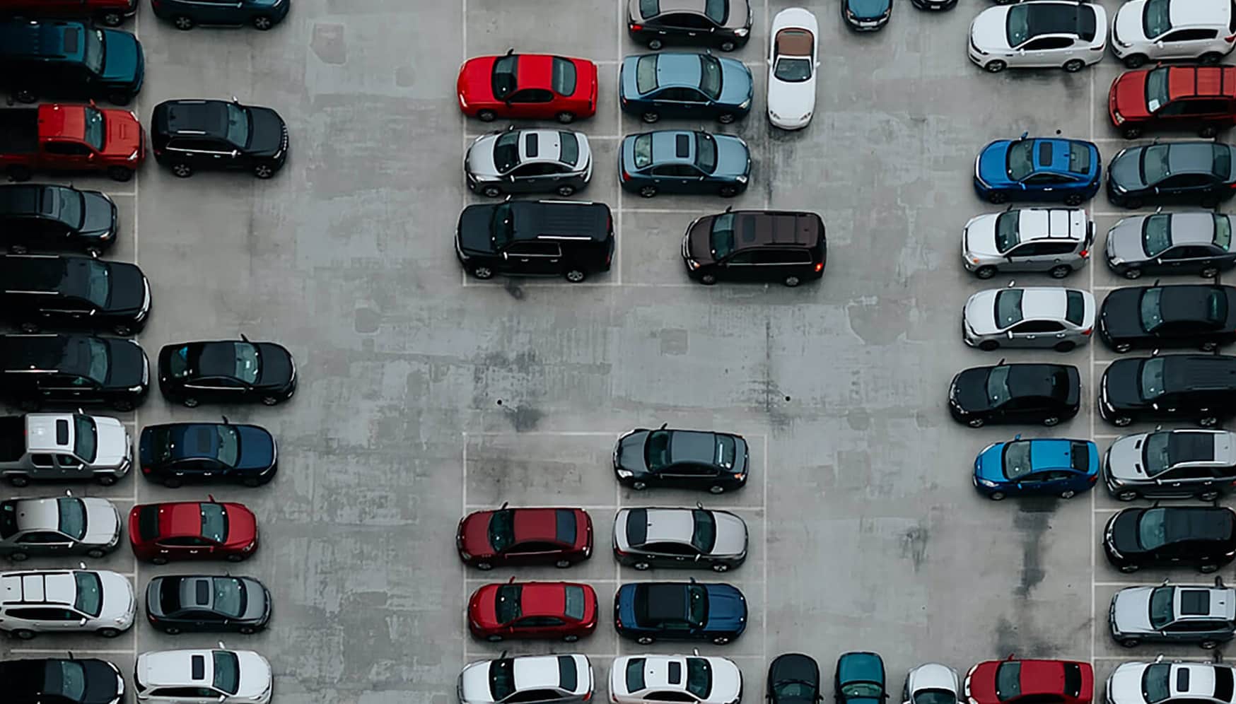 a parking lot full of cars