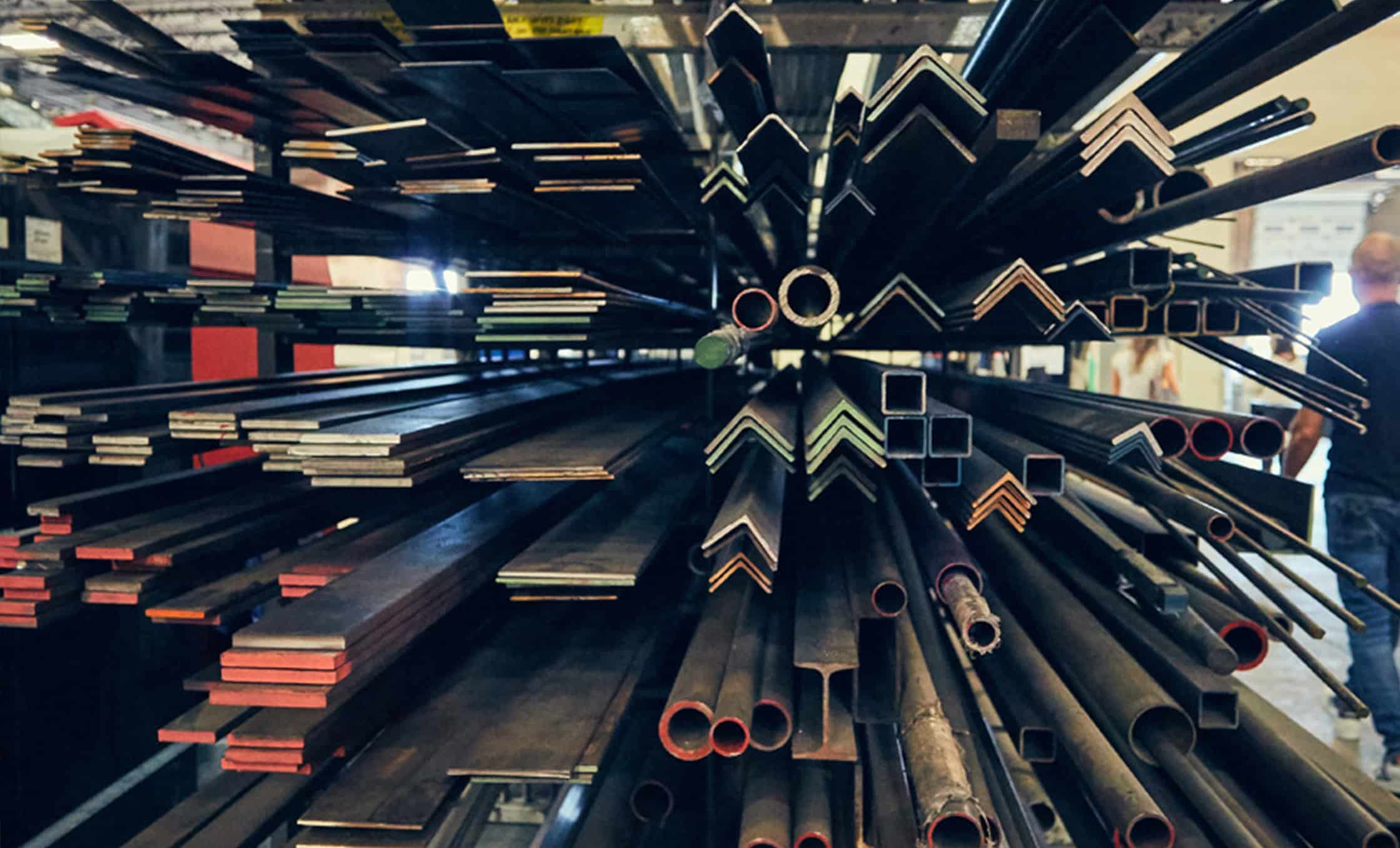 a stack of metal pipes
