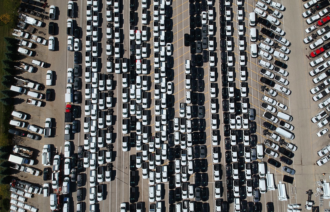 a large parking lot filled with cars