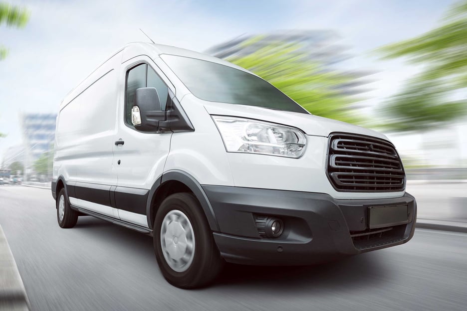 a white van on the road