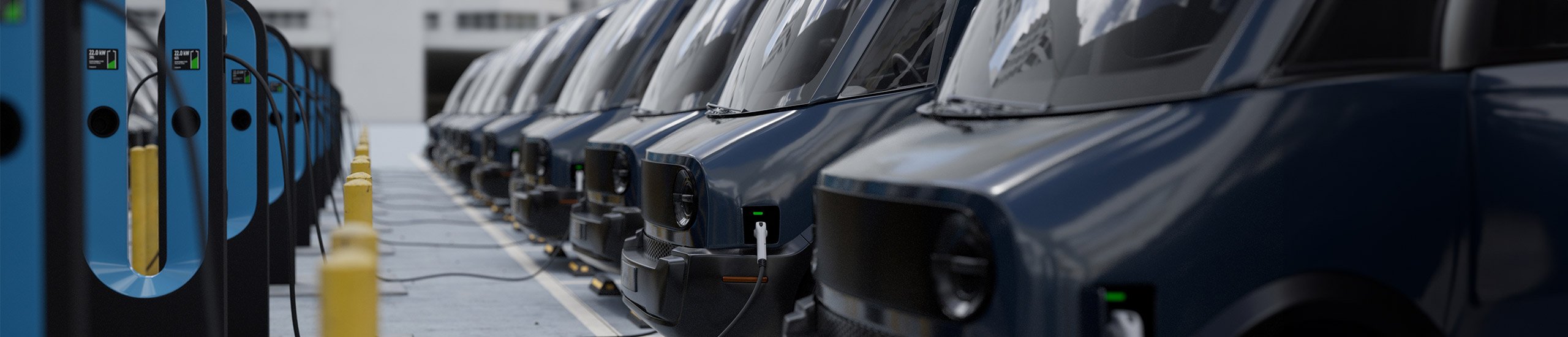 a row of electric vehicles