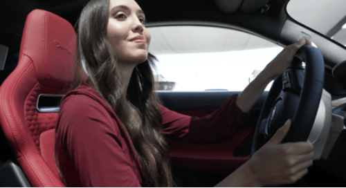 a woman driving a car