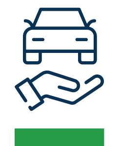 a hand and car with blue outline on black background