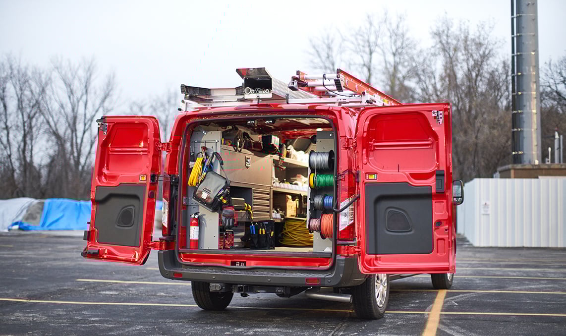 An upfitted telecom van