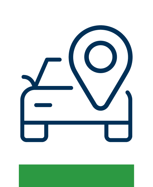 a car with a pin on it