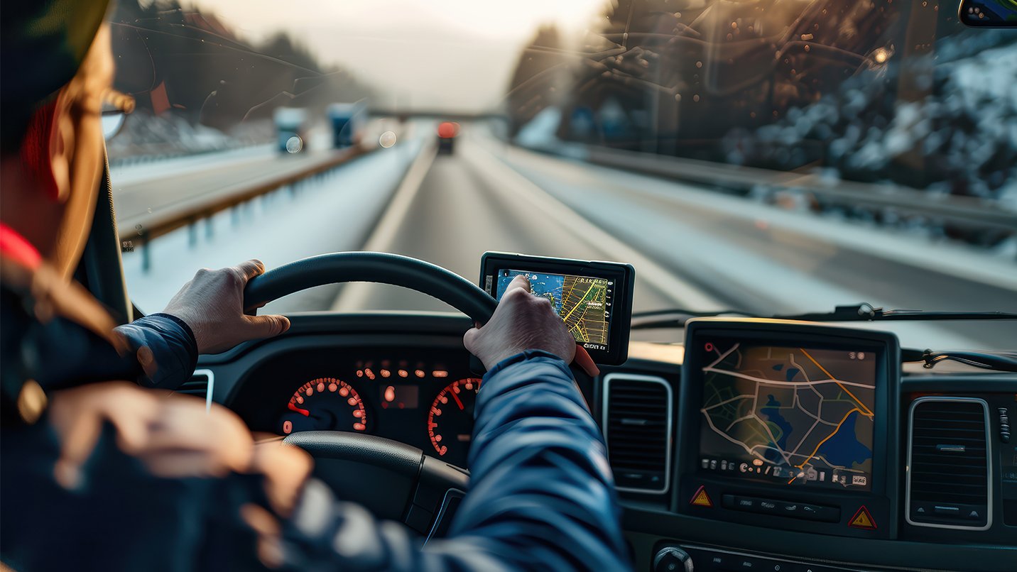 a person driving a car with a telematics device