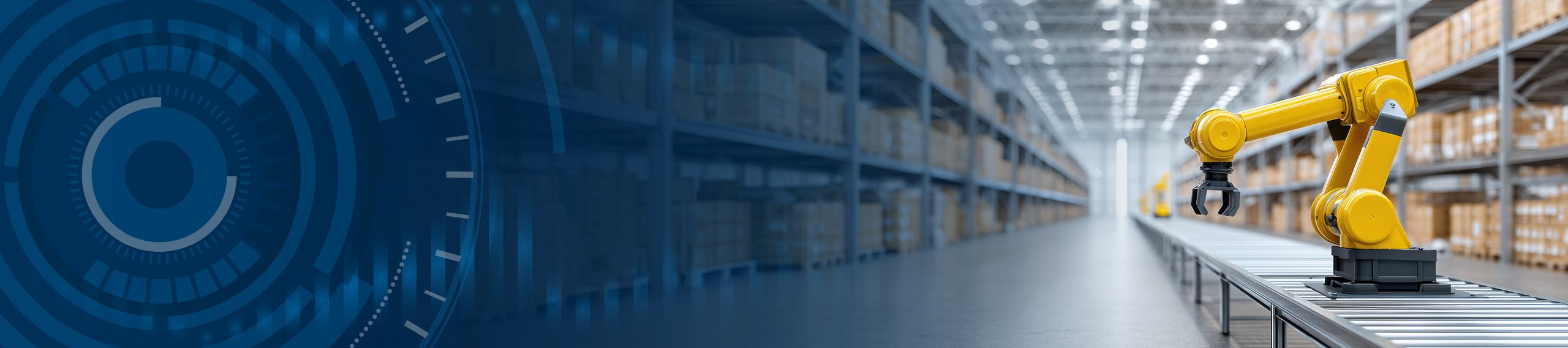 Industrial robot in warehouse setting