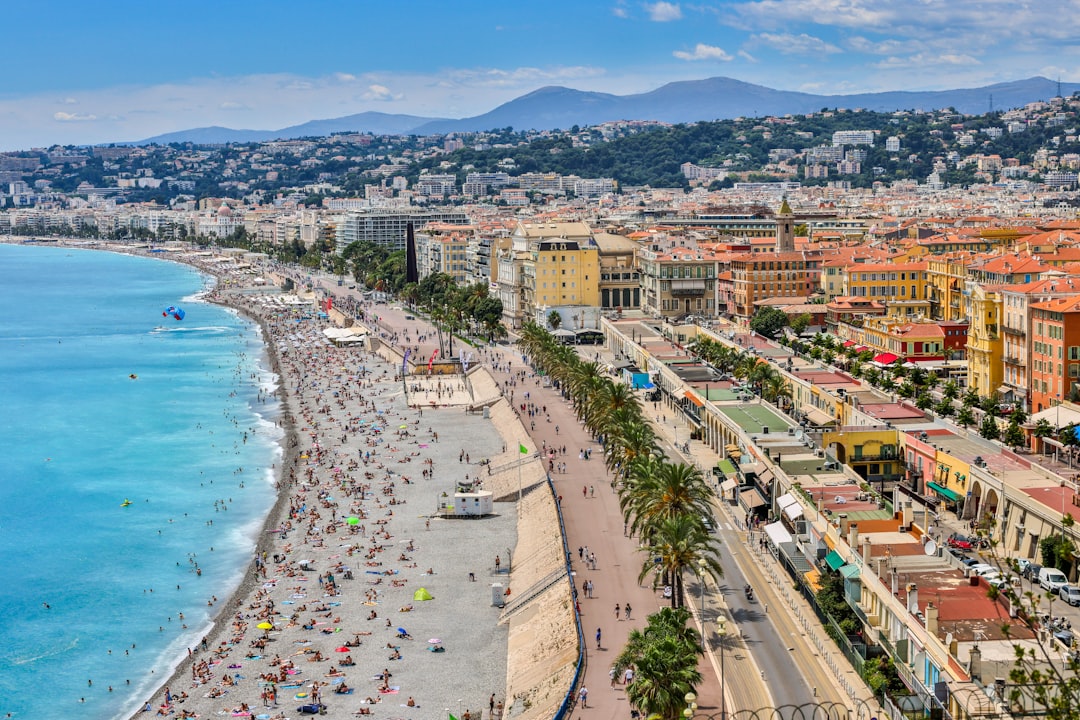 Scenic view of a colourful village on the French Riviera coastline