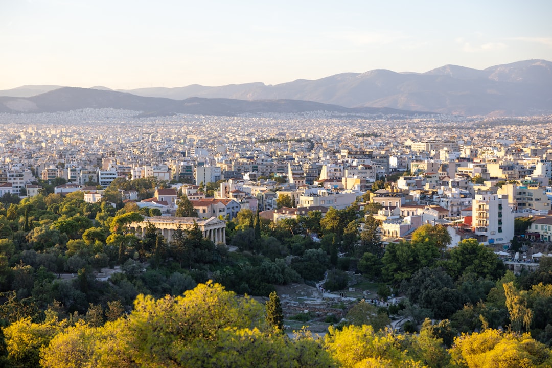 Panoramic view of the Acropolis and Parthenon in Athens at sunset