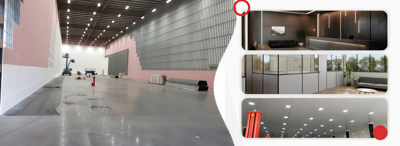 Parede de Gesso Drywall - Construção de galpão industrial com estrutura metálica