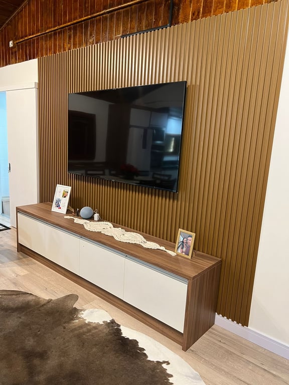 Painel Ripado 3D PVC - Ambiente decorado com painel ripado Plasbil