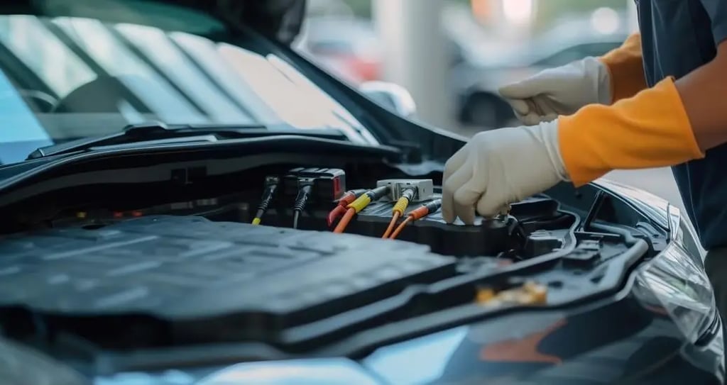 Voiture électrique en réparation
