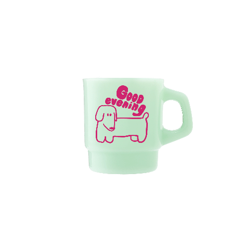 밀크 글라스 머그위에 인쇄된 이미지