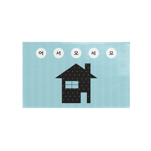 사각 발매트위에 인쇄된 이미지