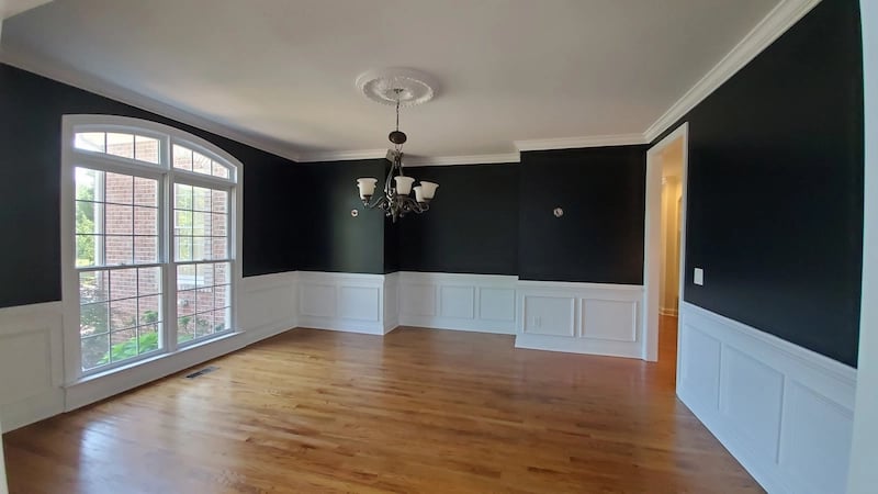 Final interior wall painting on a house the displays our fine detail and spotless clean up.