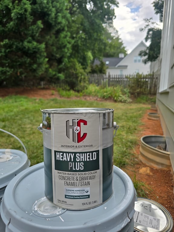 Image of H&C Heavy Shield Plus used on a home in Raleigh to reduce specialty concrete painting costs.