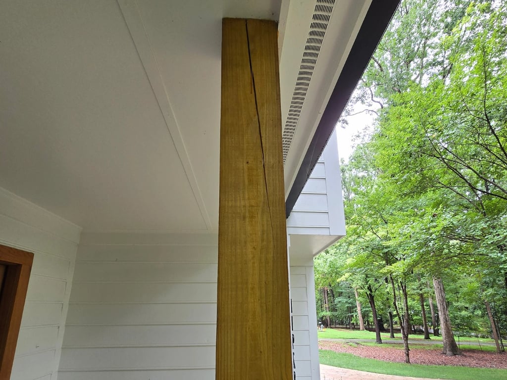 Porch column split down the middle.