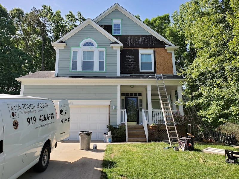 Professional carpenters for wood rot and damage on homes in Raleigh, NC by A Touch of Color Painting and General Contracting. 