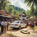 King Cobra Visitor in Songkhla: Unforgettable Car Encounter Sparks Lottery Fever image
