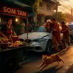 Phuket Cat-astrophe: British Driver's BMW Crashes into Som Tam Stall image