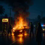 Miraculous Escape in Hua Hin: Banjong's Heroic Response to Fiery Car Blaze on Phetkasem Road image