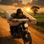 Thai Man's Viral Motorcycle Mattress Ride: A New Internet Sensation from Sisaket image