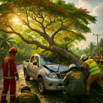 Tragic Accident in Surat Thani: Peacock Tree Crushes Pickup Truck, Claims One Life image