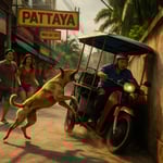 Surprising Chaos in Pattaya: Chawwee Nu-eiam's Encounter with a Dog Sets off Motorbike Mishap image