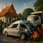 Chai Nat Pilgrimage Turned Tragic: Van and Truck Crash Linked to Mechanical Failure image