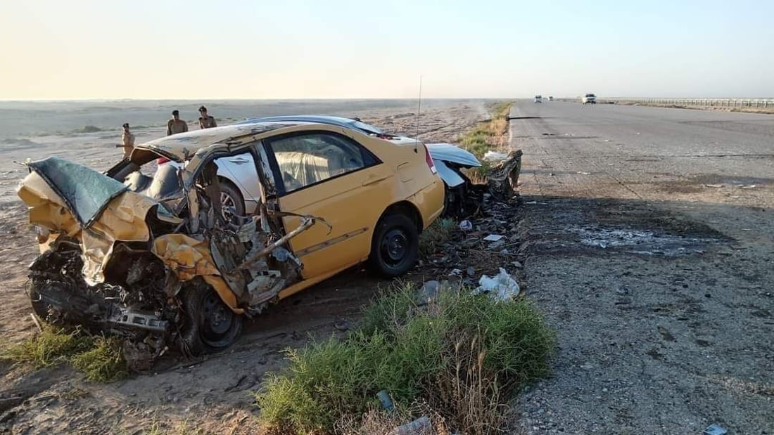 وفاة 5 أشخاص بحادث مروع على الطريق السريع في الكطيعة غربي ذي قار (صور)