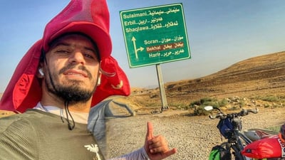 شعبان يصل إلى دوكان على دراجة هوائية.. وسيمر بكل العراق في 50 يوماً